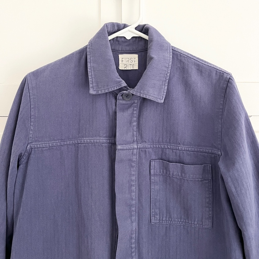 First Rite Twill Work Jacket French Blue Utility Chore Coat Small - Picture 4 of 10